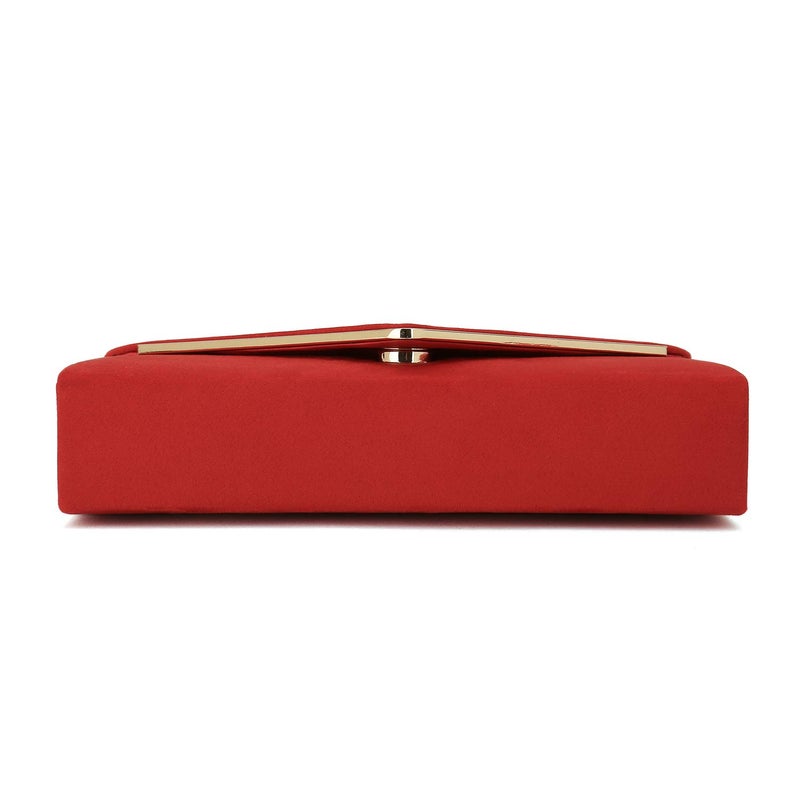 CHARMING TAILOR Faux Suede Clutch Bag Elegant Metal Binding Evening Bag for Wedding/Prom/Black-tie Events (Red) - Image 5